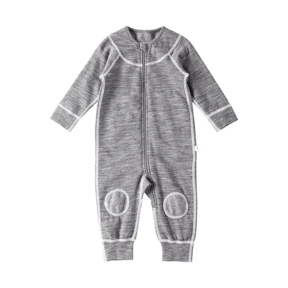 Reima Parvin Grey Wool Blend Zip Jumpsuit Infant 6-9M 516404 Reinforced Knees
